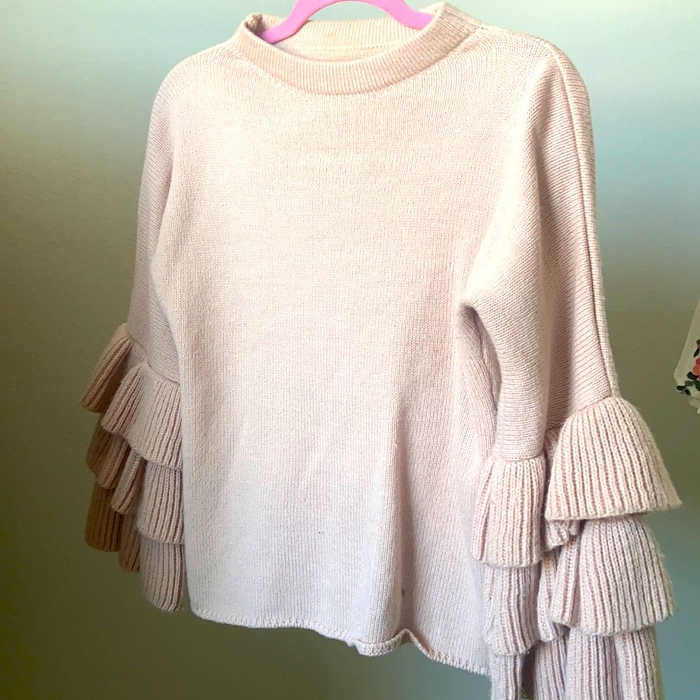 Ruffle sleeve sweater